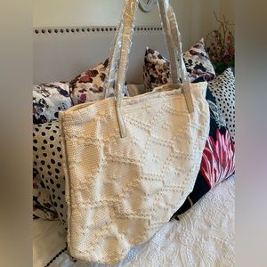 SALE!! NWT VICI Urban Expressions Woven Tote Cream
